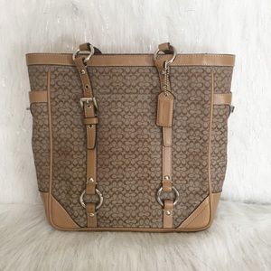 Authentic coach mini signature tan leather handbag